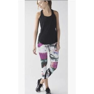 Lululemon Run Inspire Crop ll Luxtreme Leggings Hidden Pocket Abstract Womens 10
